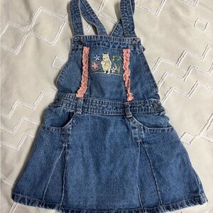 Denim Overall Skirt with Pink Accents